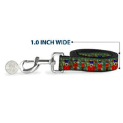 Dog Leash - Christmas Nutcracker Polka Dots Greens Gold Red