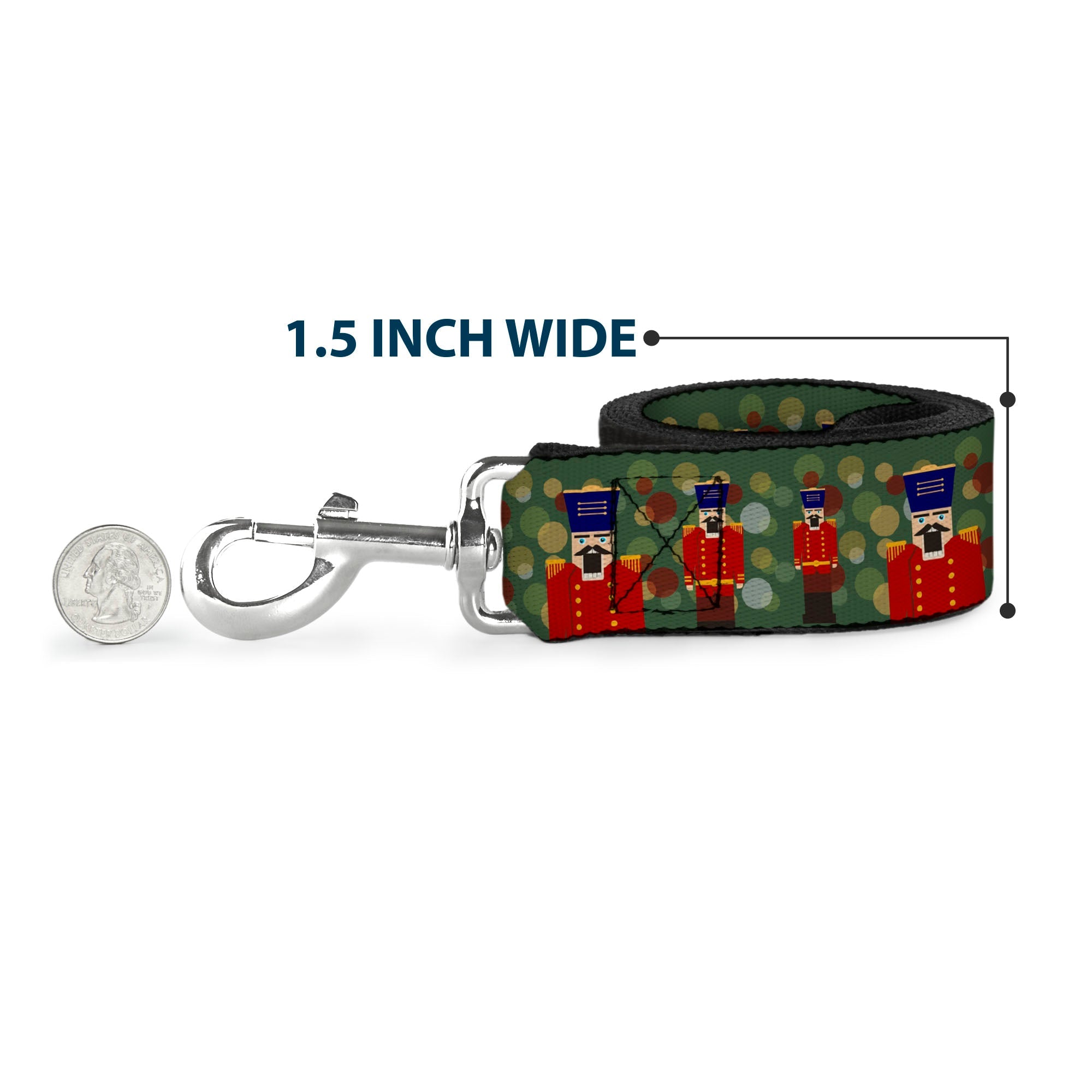 Dog Leash - Christmas Nutcracker Polka Dots Greens Gold Red