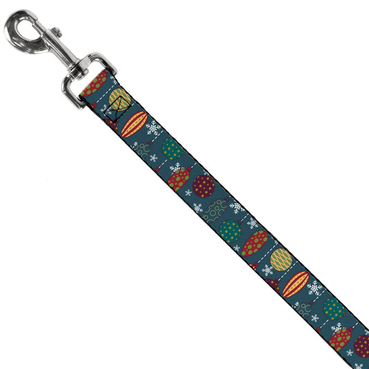 Dog Leash - Christmas Ornaments Snowflakes Blue White Multi Color