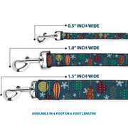 Dog Leash - Christmas Ornaments Snowflakes Blue White Multi Color