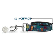 Dog Leash - Christmas Ornaments Snowflakes Blue White Multi Color