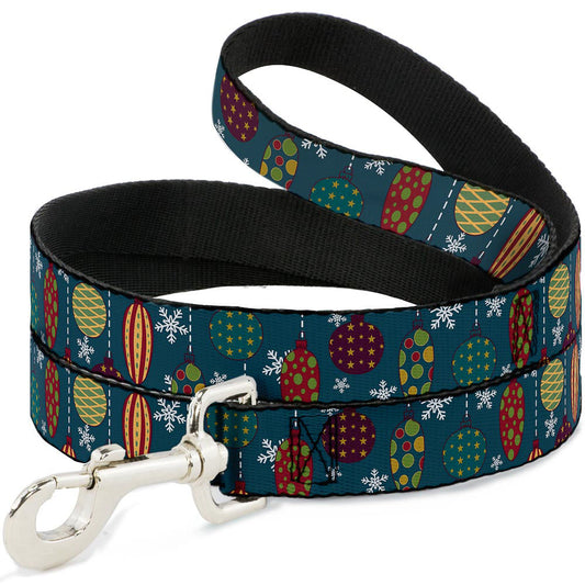 Dog Leash - Christmas Ornaments Snowflakes Blue White Multi Color