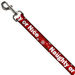 Dog Leash - Christmas NAUGHTY OR NICE/Snowflakes Reds/White/Green