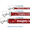Load image into Gallery viewer, Dog Leash - Christmas NAUGHTY OR NICE/Snowflakes Reds/White/Green
