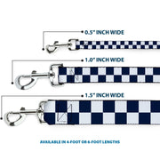 Dog Leash - Checker Midnight Blue/White