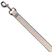 Dog Leash - Square Lines White/Fluorescent Orange/Pink/Yellow