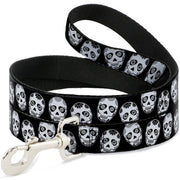 Dog Leash - Sugar Skulls Black/White/Black