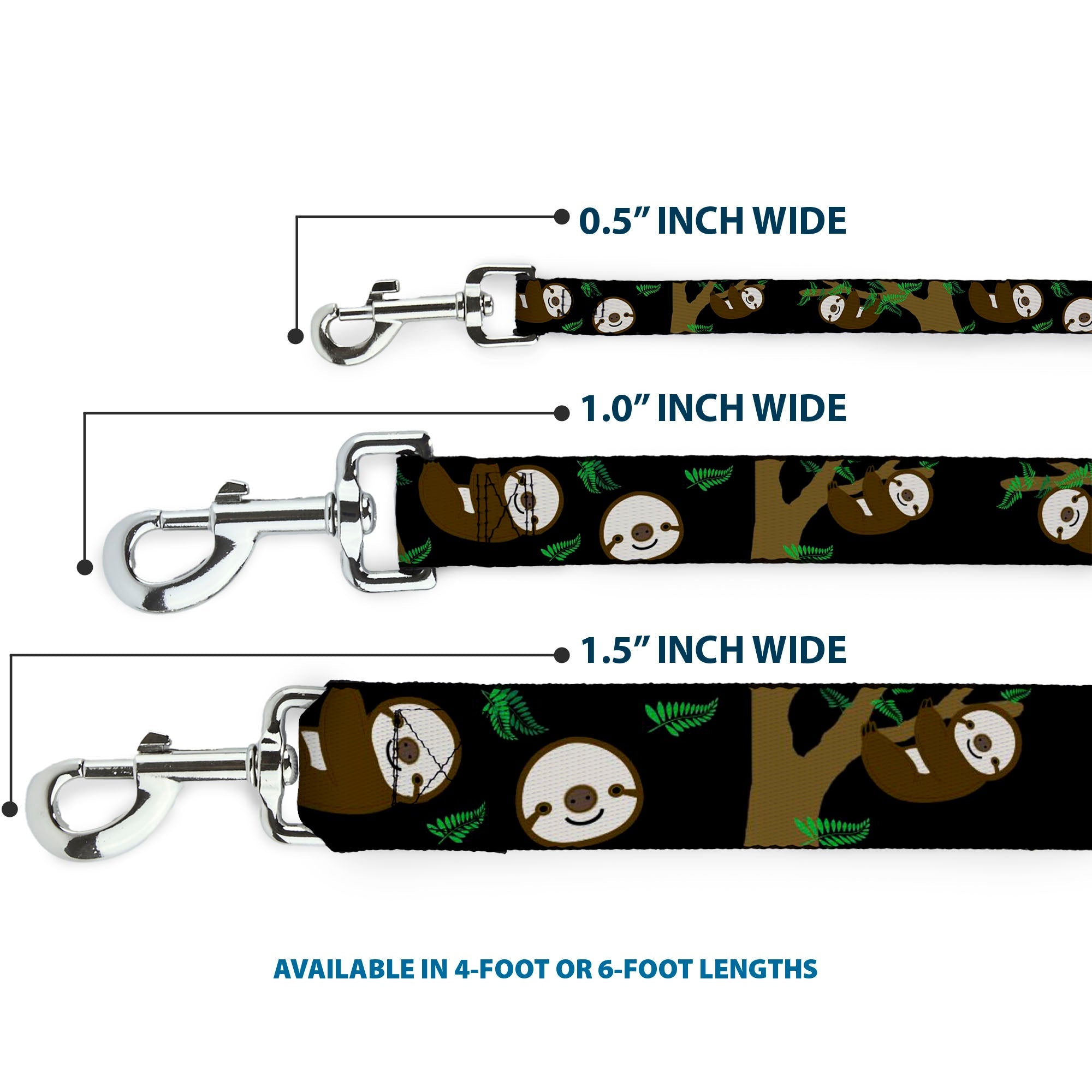 Dog Leash - Sloth Face/Hanging Black