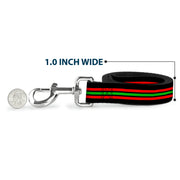 Dog Leash - Stripe Trio Black/Red/Green/Black