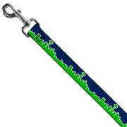 Dog Leash - Seattle Skyline Navy/Bright Green