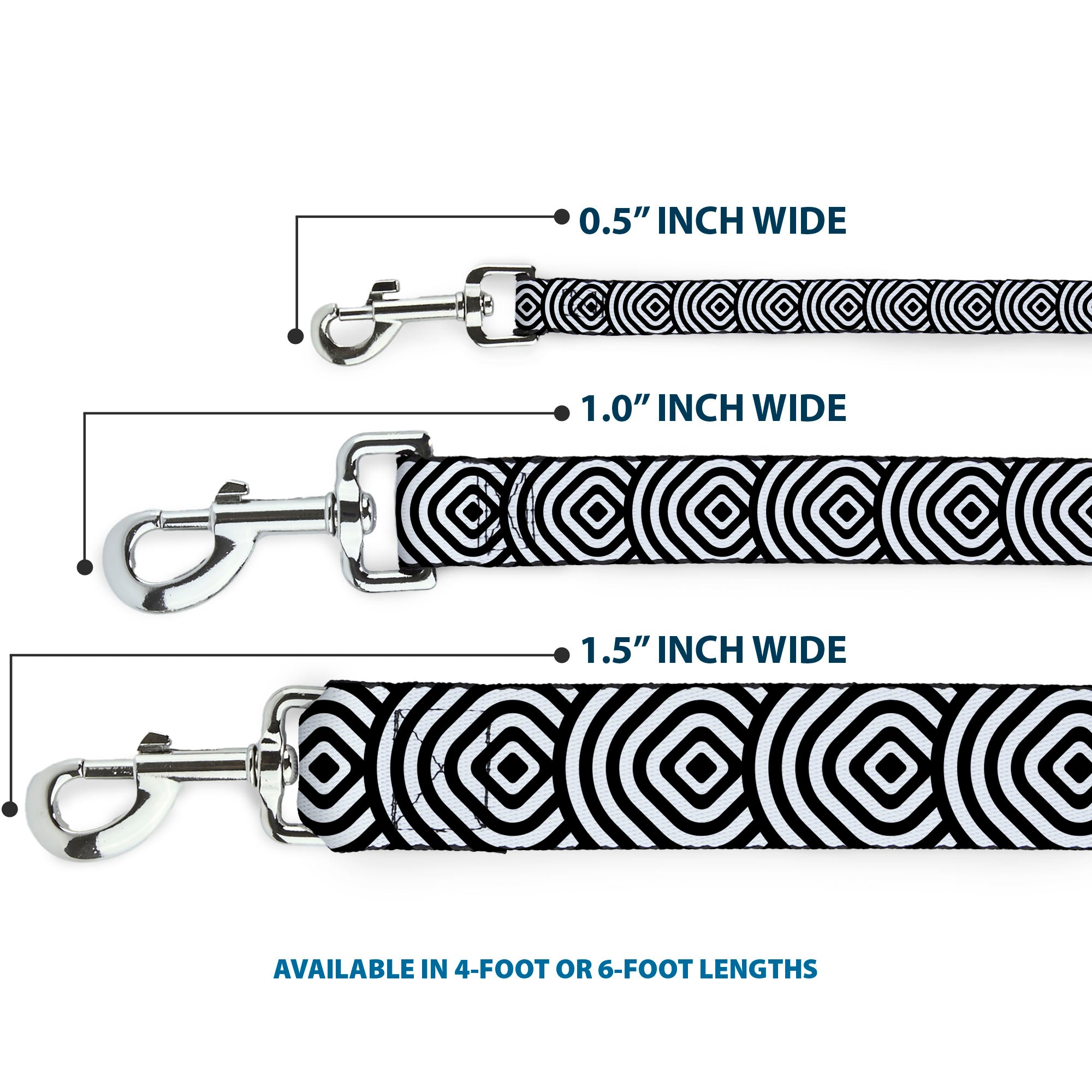 Dog Leash - Square Target White/Black