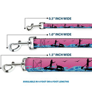 Dog Leash - SUP w/Dog Pink/Blues/Black