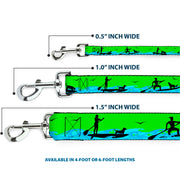 Dog Leash - SUP w/Dog Neon Green/Blues/Black