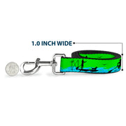 Dog Leash - SUP w/Dog Neon Green/Blues/Black