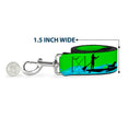 Load image into Gallery viewer, Dog Leash - SUP w/Dog Neon Green/Blues/Black

