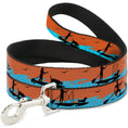 Load image into Gallery viewer, Dog Leash - SUP w/Dog Neon Orange/Blues/Black
