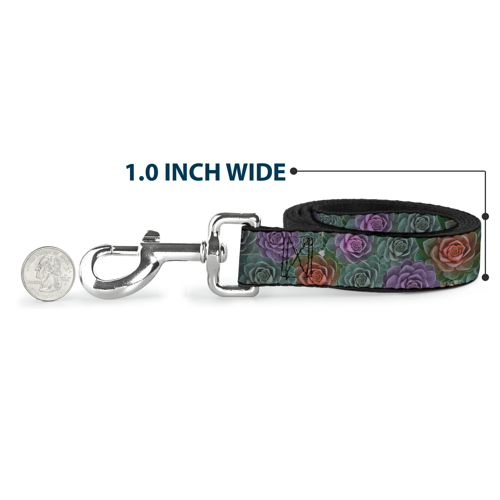 Dog Leash - Succulents Stacked Green/Pink/Orange