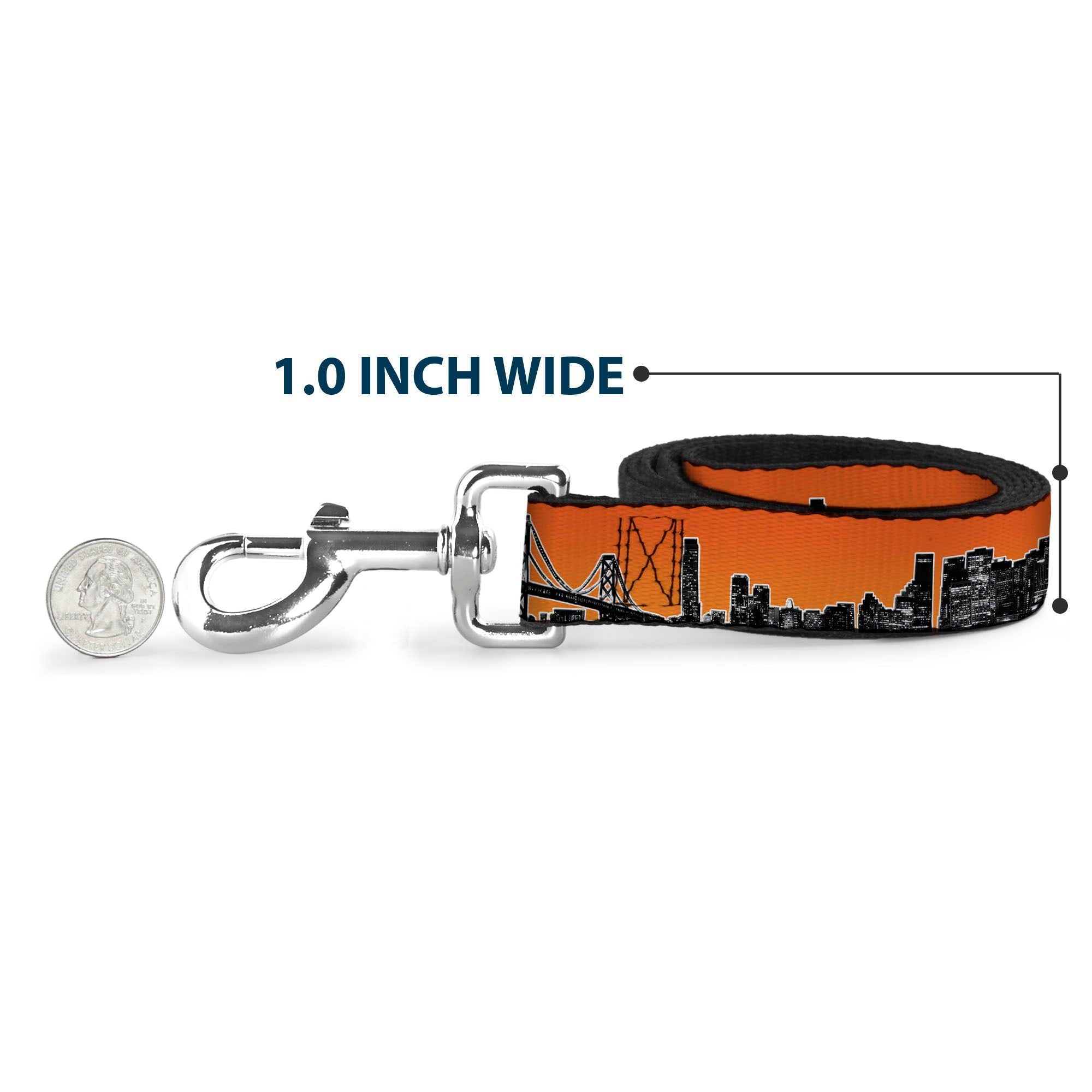 Dog Leash - San Francisco Vivid Skyline Orange Fade/Black