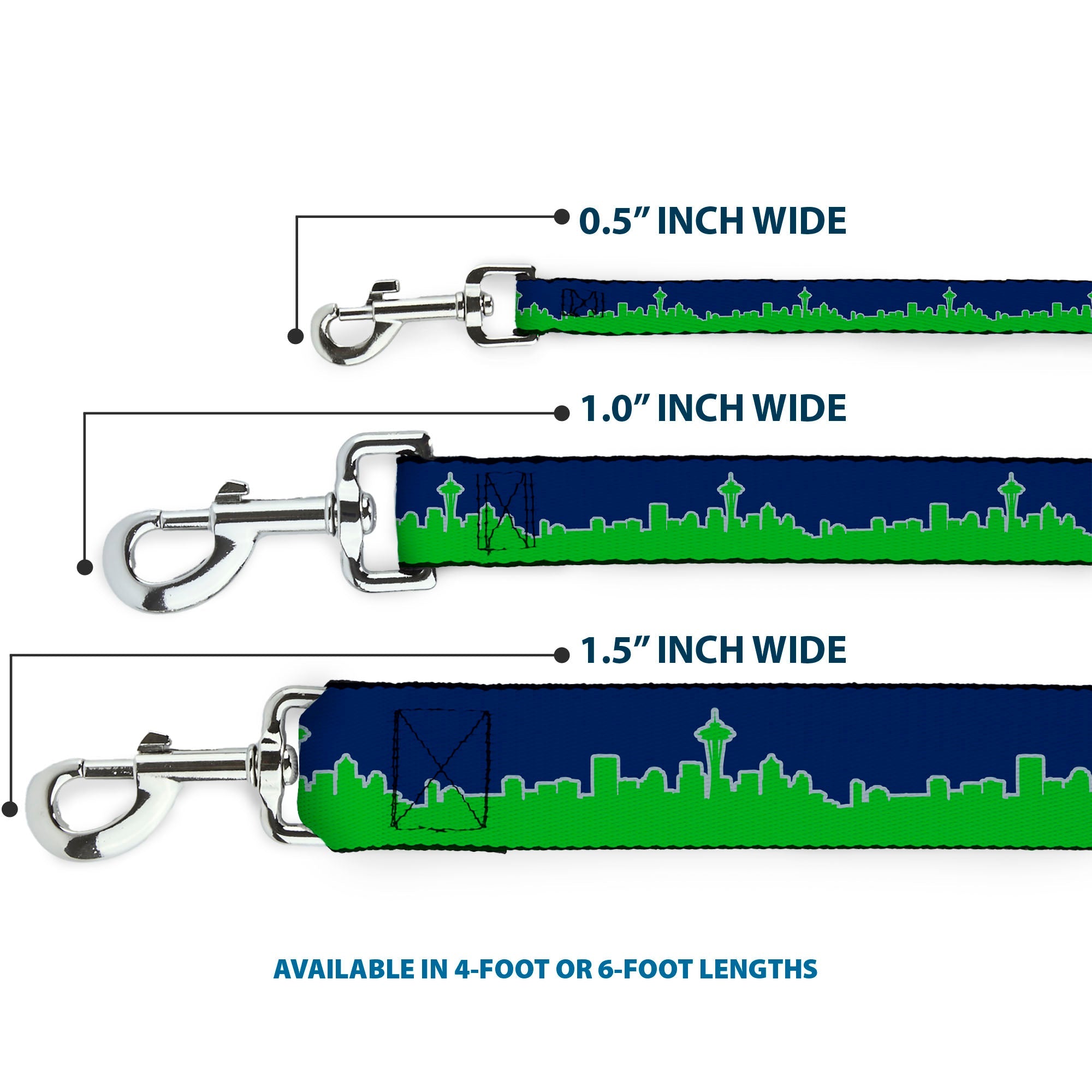 Dog Leash - Seattle Skyline Navy/Gray/Green