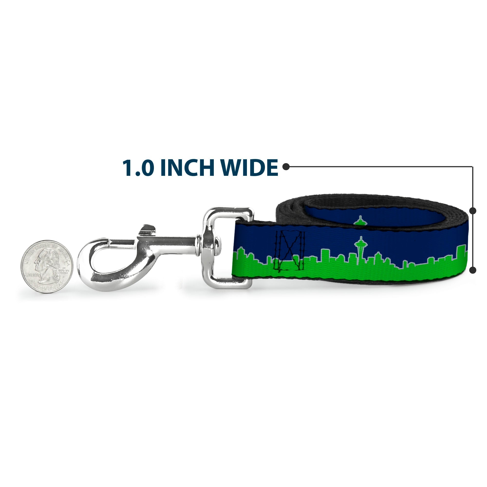 Dog Leash - Seattle Skyline Navy/Gray/Green