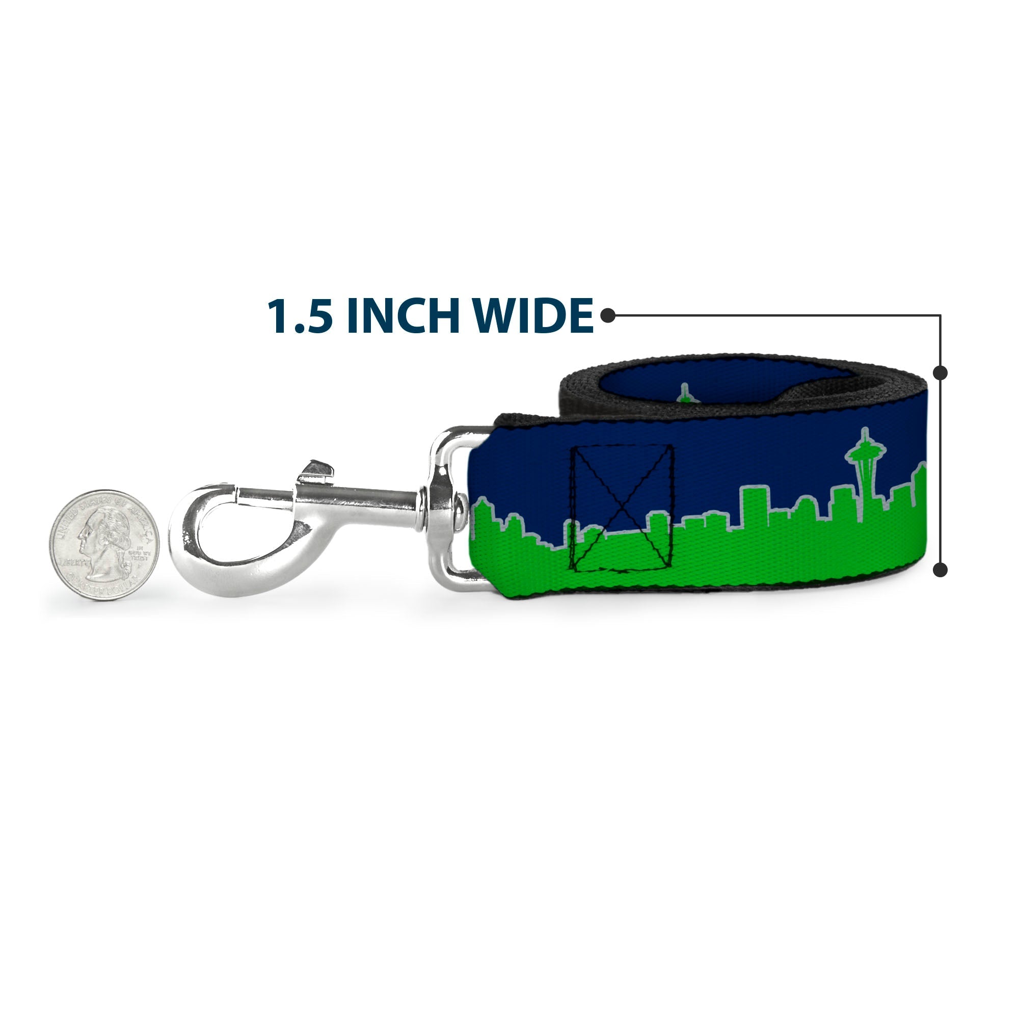 Dog Leash - Seattle Skyline Navy/Gray/Green