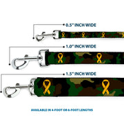 Dog Leash - Support Our Troops Camo Olive/Yellow Ribbon