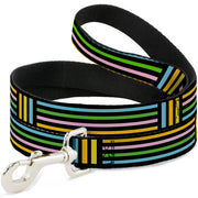 Dog Leash - Stripe Blocks Black/Multi Pastel