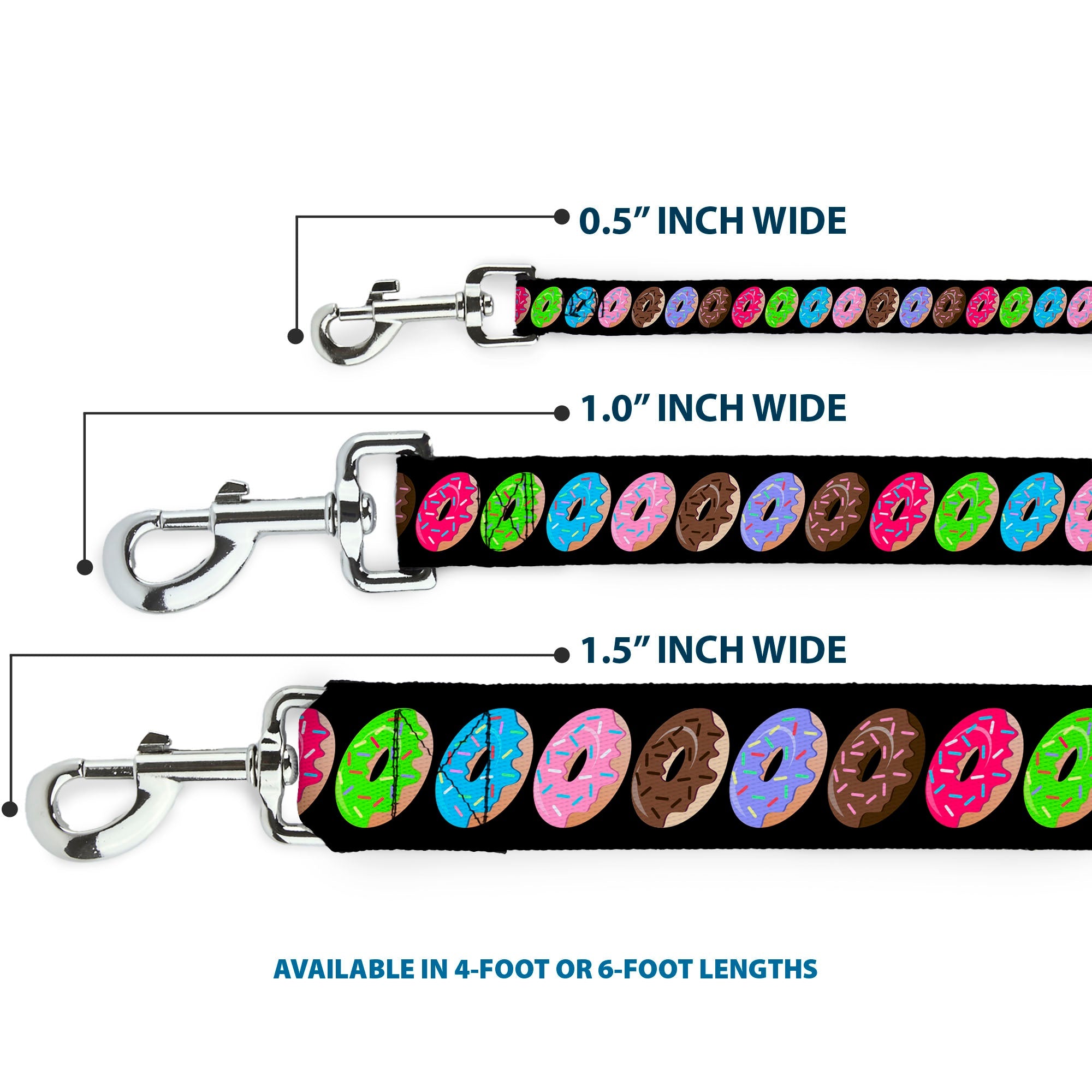 Dog Leash - Sprinkle Donuts Black/Multi Color