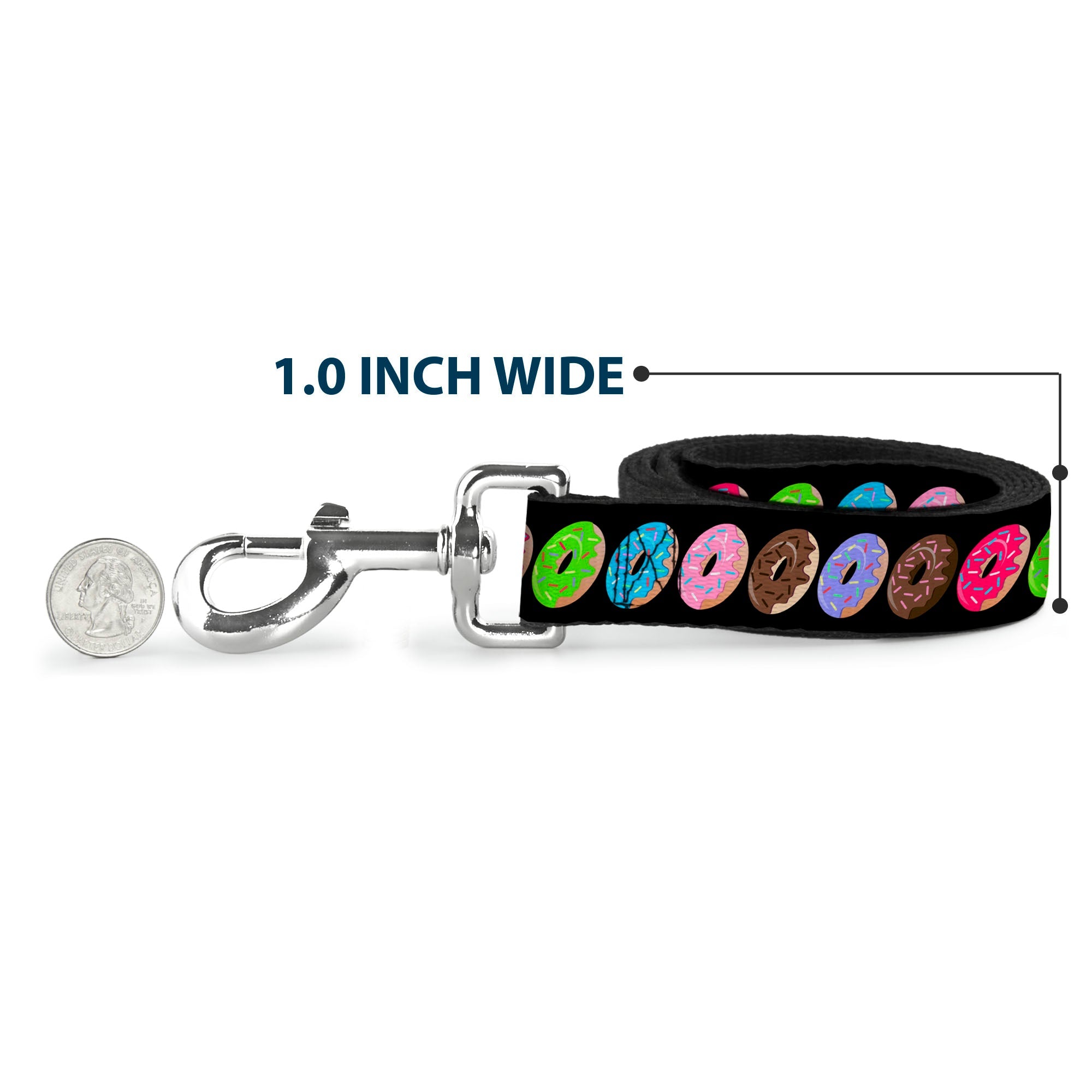 Dog Leash - Sprinkle Donuts Black/Multi Color