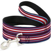 Dog Leash - Striped Blue/Red/White