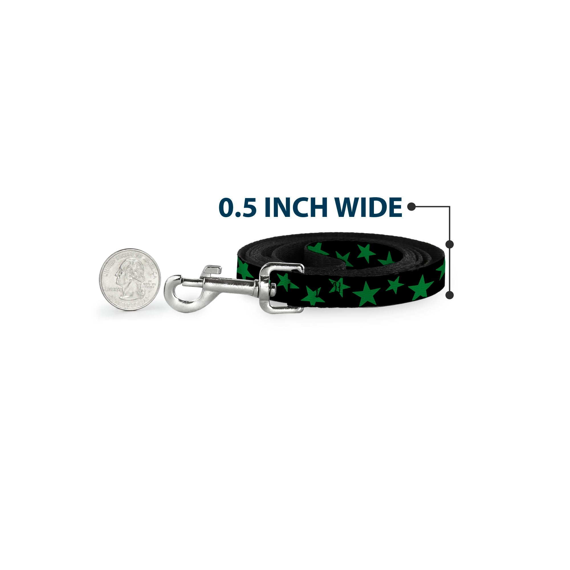 Dog Leash - Stars Scattered Black/Green