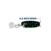 Dog Leash - Stars Scattered Black/Green