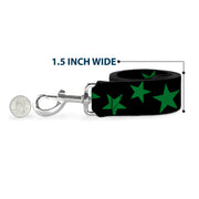 Dog Leash - Stars Scattered Black/Green
