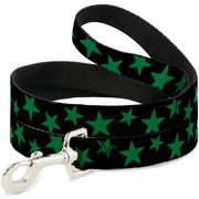Dog Leash - Stars Scattered Black/Green