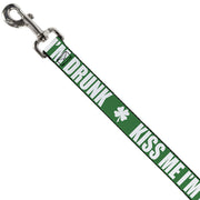 Buckle-Down Dog Leash - St. Pat's KISS ME I'M DRUNK/Shamrock Green/White