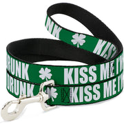 Buckle-Down Dog Leash - St. Pat's KISS ME I'M DRUNK/Shamrock Green/White