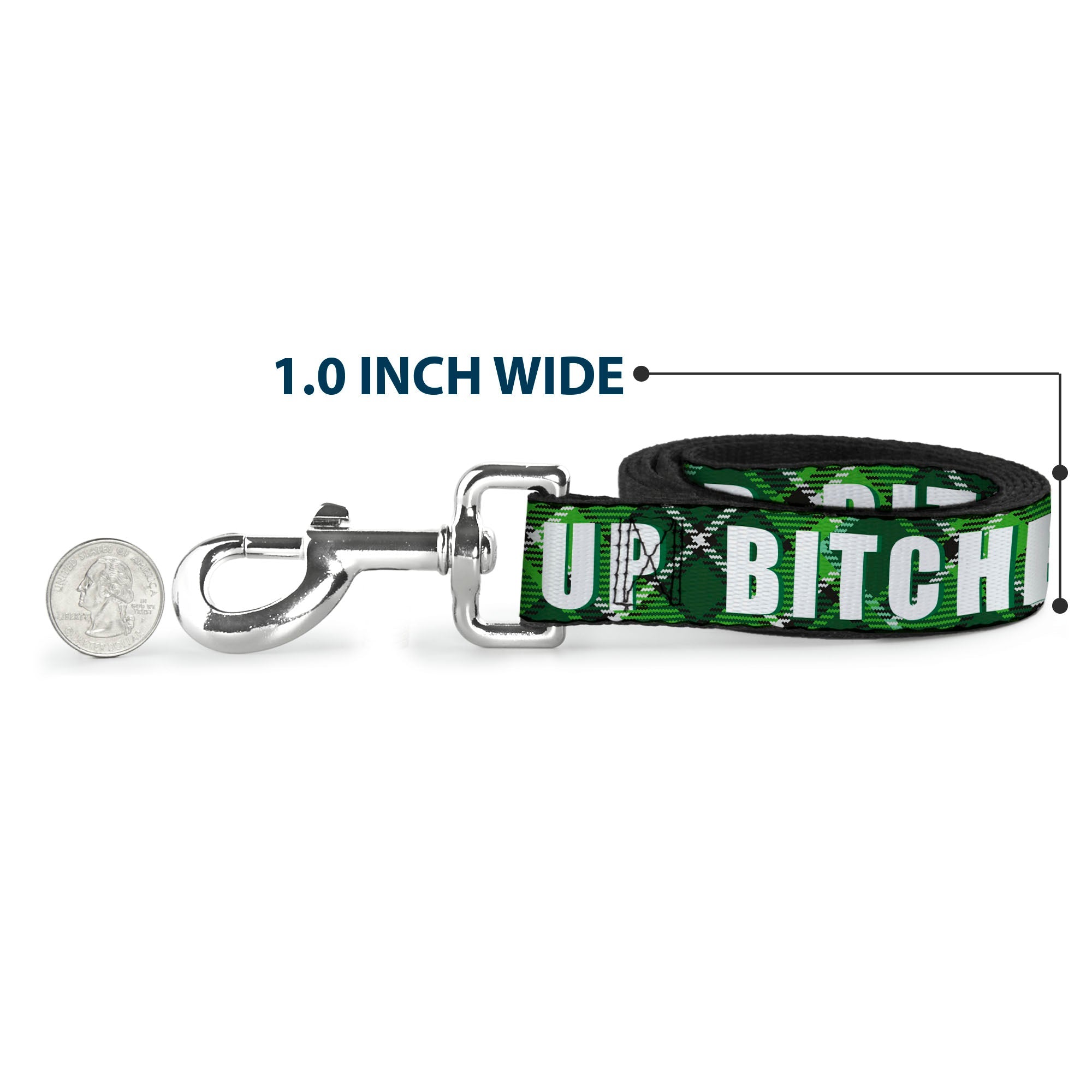 Dog Leash - St. Pat's DRINK UP BITCHES/Beer Mugs/Stacked Shamrocks Greens/White/Gold