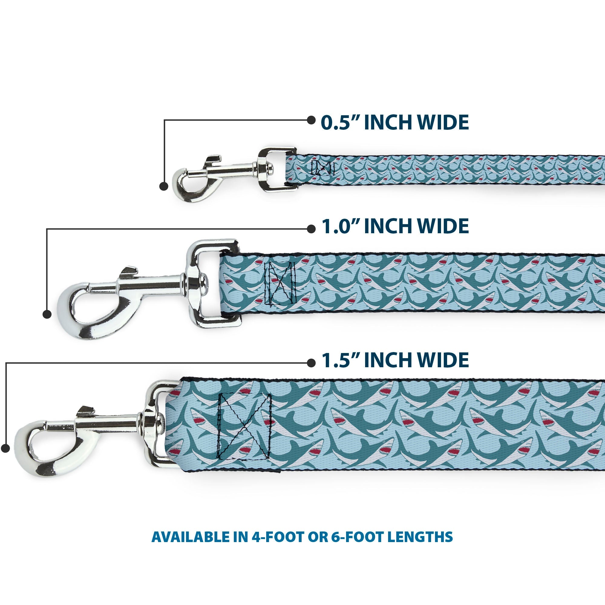 Dog Leash - Shark 3-Rows Light Blue