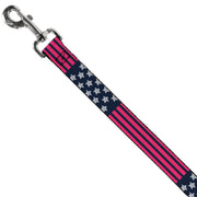 Dog Leash - Stars & Stripes2 Blue/White/Pink