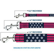 Dog Leash - Stars & Stripes2 Blue/White/Pink