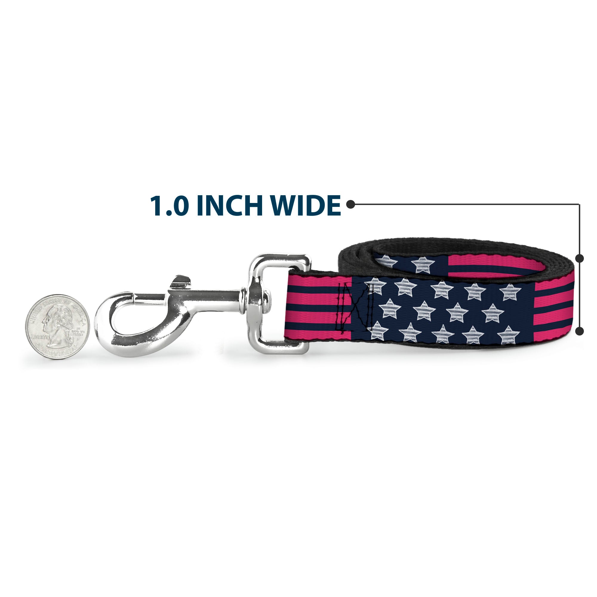 Dog Leash - Stars & Stripes2 Blue/White/Pink