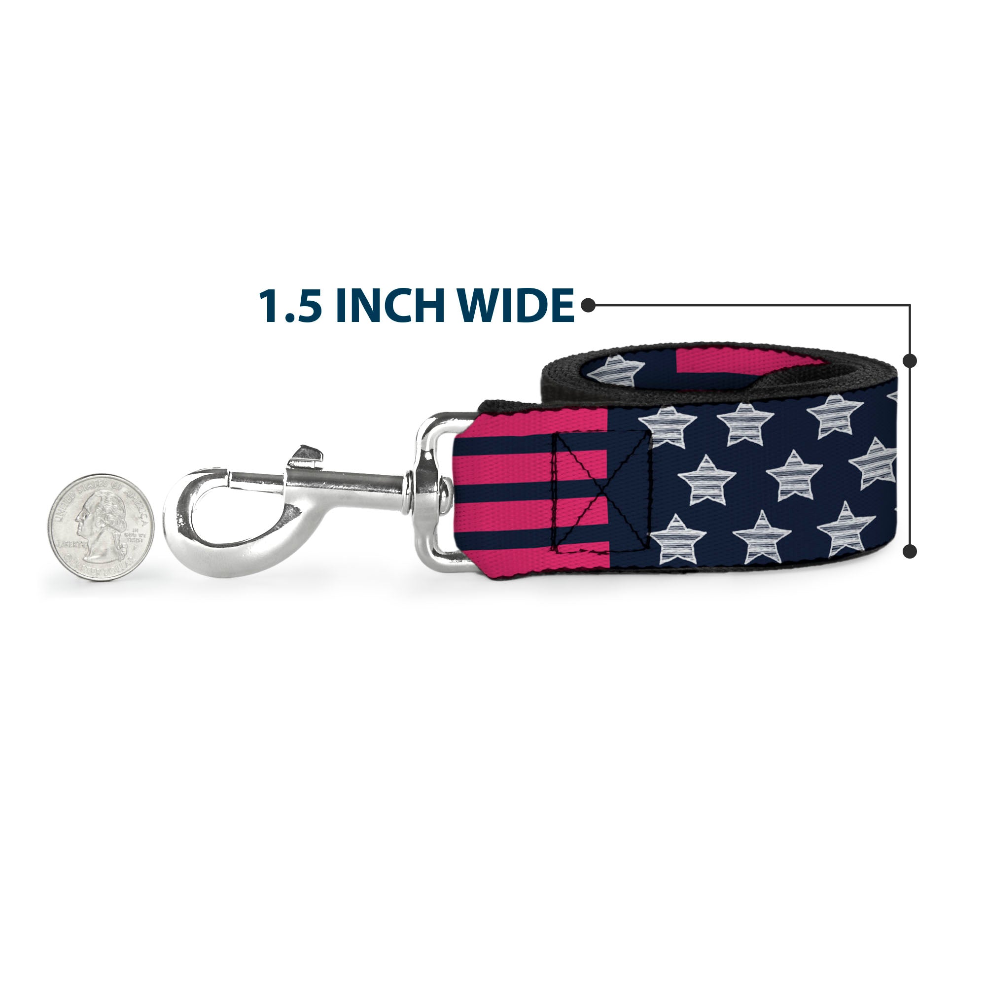 Dog Leash - Stars & Stripes2 Blue/White/Pink