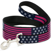 Dog Leash - Stars & Stripes2 Blue/White/Pink
