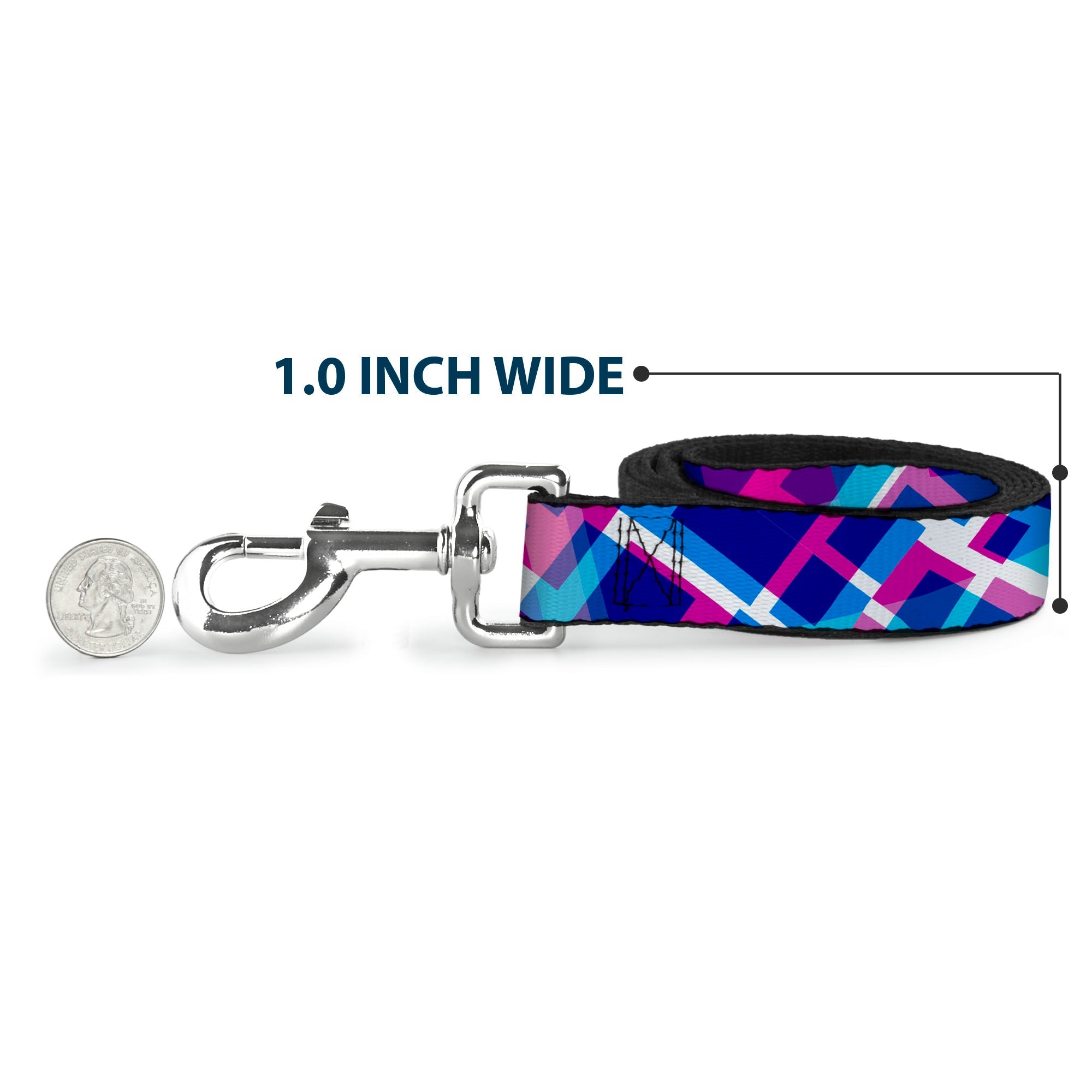 Dog Leash - Squares Stacked Blues/Pinks/Purples