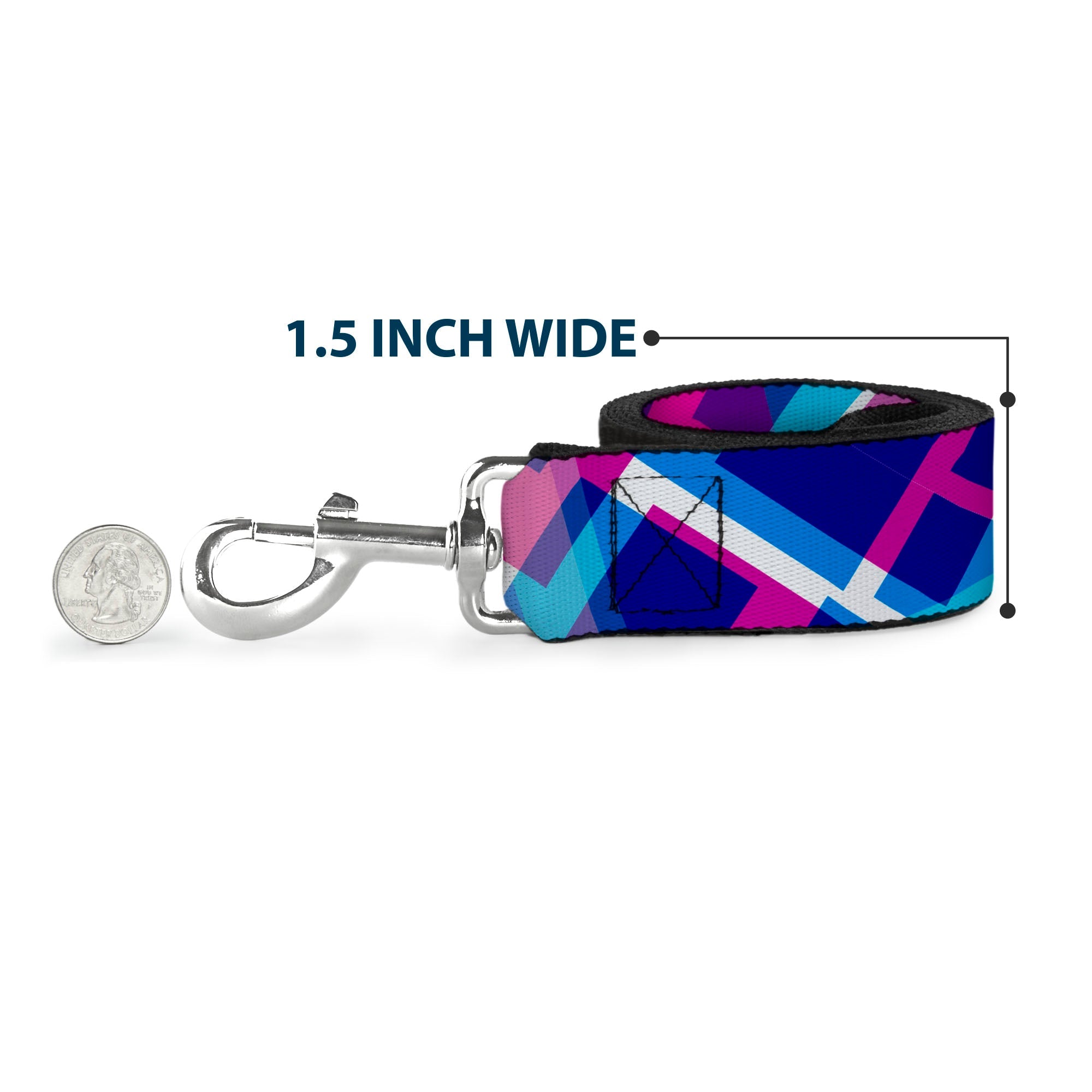 Dog Leash - Squares Stacked Blues/Pinks/Purples