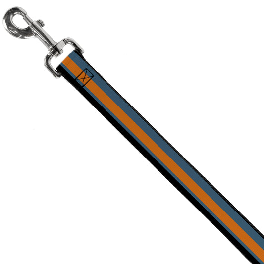 Dog Leash - Stripes Black/Steel Blue/Orange