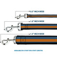 Load image into Gallery viewer, Dog Leash - Stripes Black/Steel Blue/Orange
