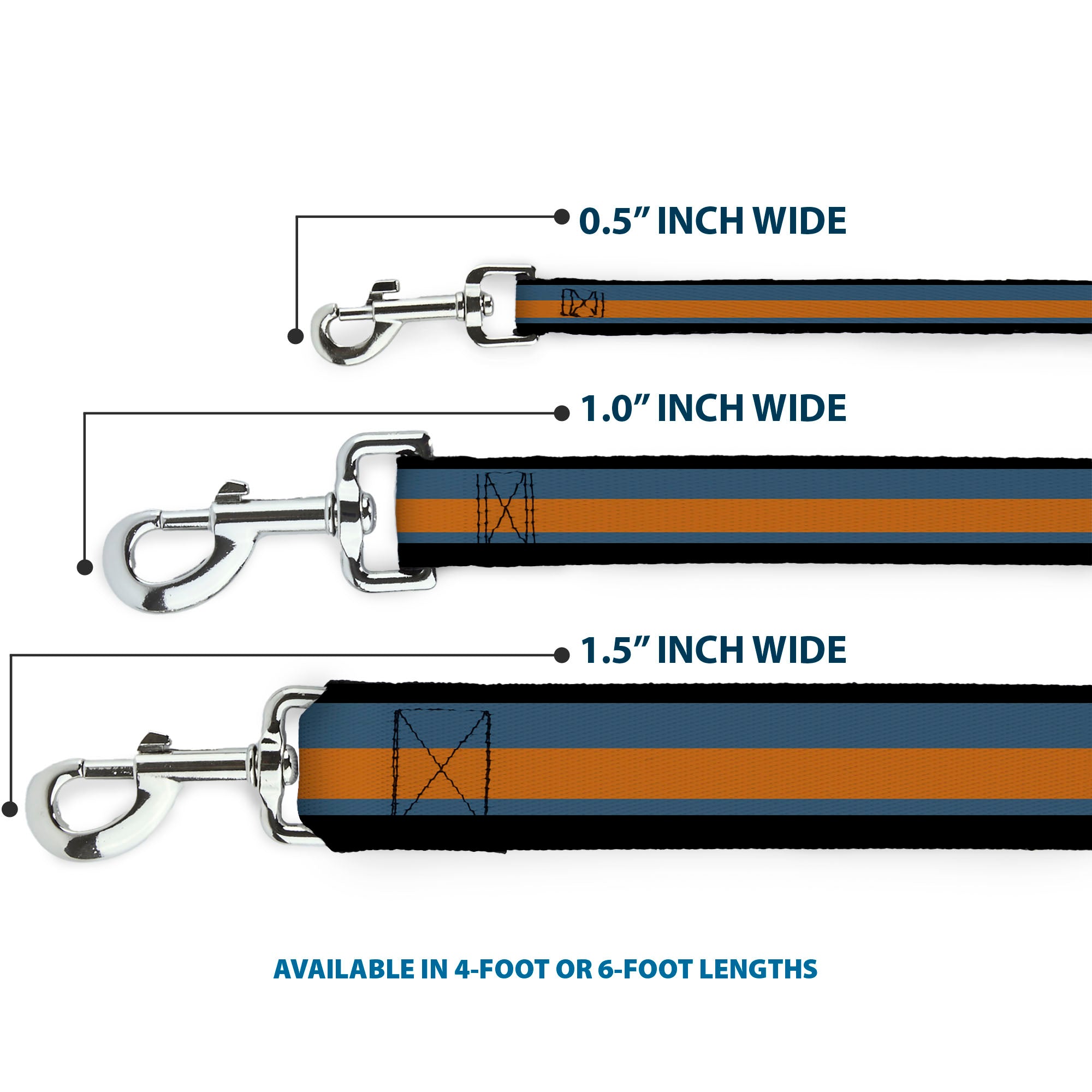 Dog Leash - Stripes Black/Steel Blue/Orange