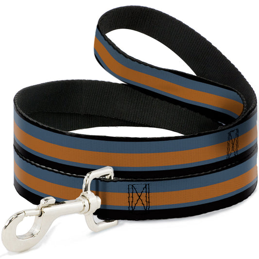 Dog Leash - Stripes Black/Steel Blue/Orange