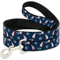 Load image into Gallery viewer, Dog Leash - Sailboat/Anchor/Helm Scattered Navy/White/Red
